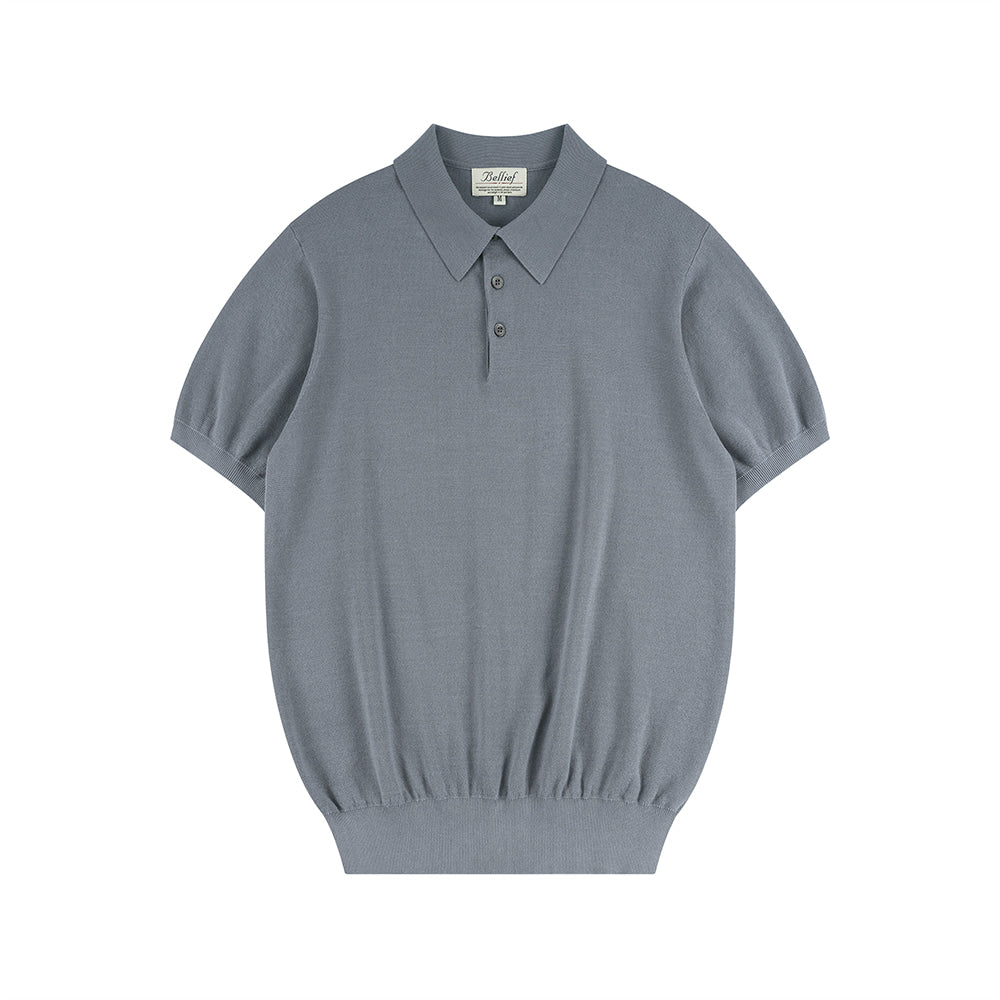 Essential Hard Twist Cotton Short Sleeve Polo Knit Ice