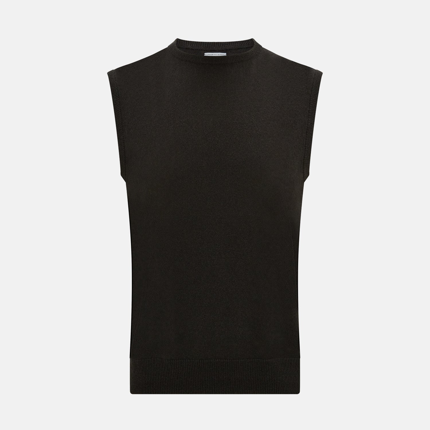 Dark Brown Cashmere Round Neck Vest