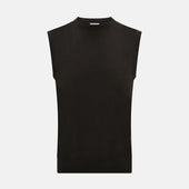 Dark Brown Cashmere Round Neck Vest