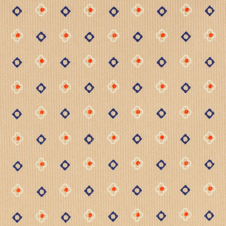 Floral Printed Silk Bespoke Tie Beige