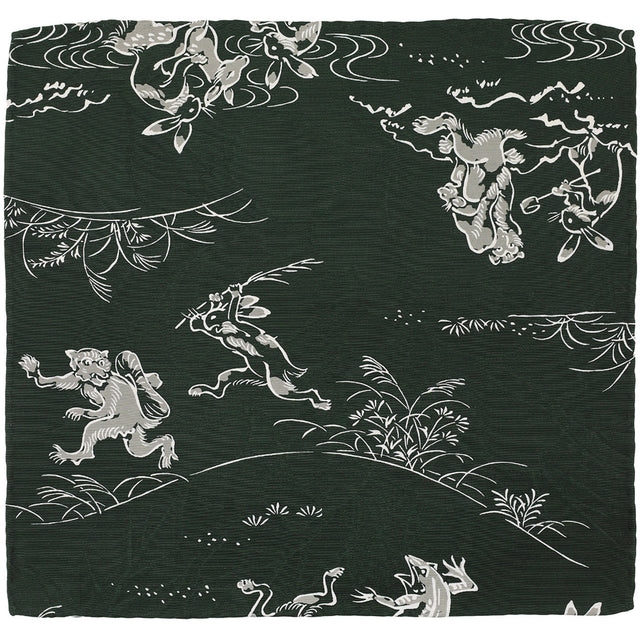Vintage Kimono Silk Pocket Square - Forest