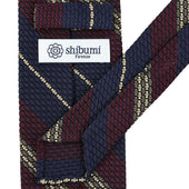 Striped Grossa Grenadine Silk Tie Navy Burgundy Army