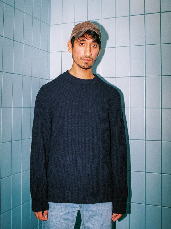 August Rib Cotton Sweater Navy