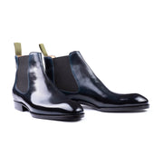 Midnight blue Chelsea boots on Riva last