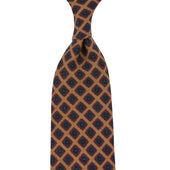 Floral Printed Wool Challis Tie - Beige - Hand-Rolled