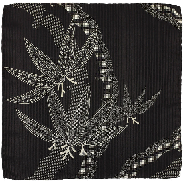 Vintage Kimono Silk Pocket Square - Black