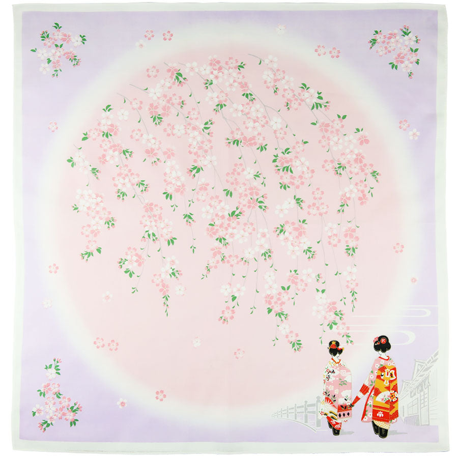 Maiko Motif Cotton Handkerchief Lavender Pink