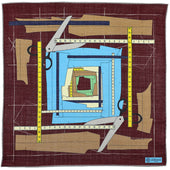 Pattern Making Wool / Silk Pocket Square - Burgundy - 40x40cm