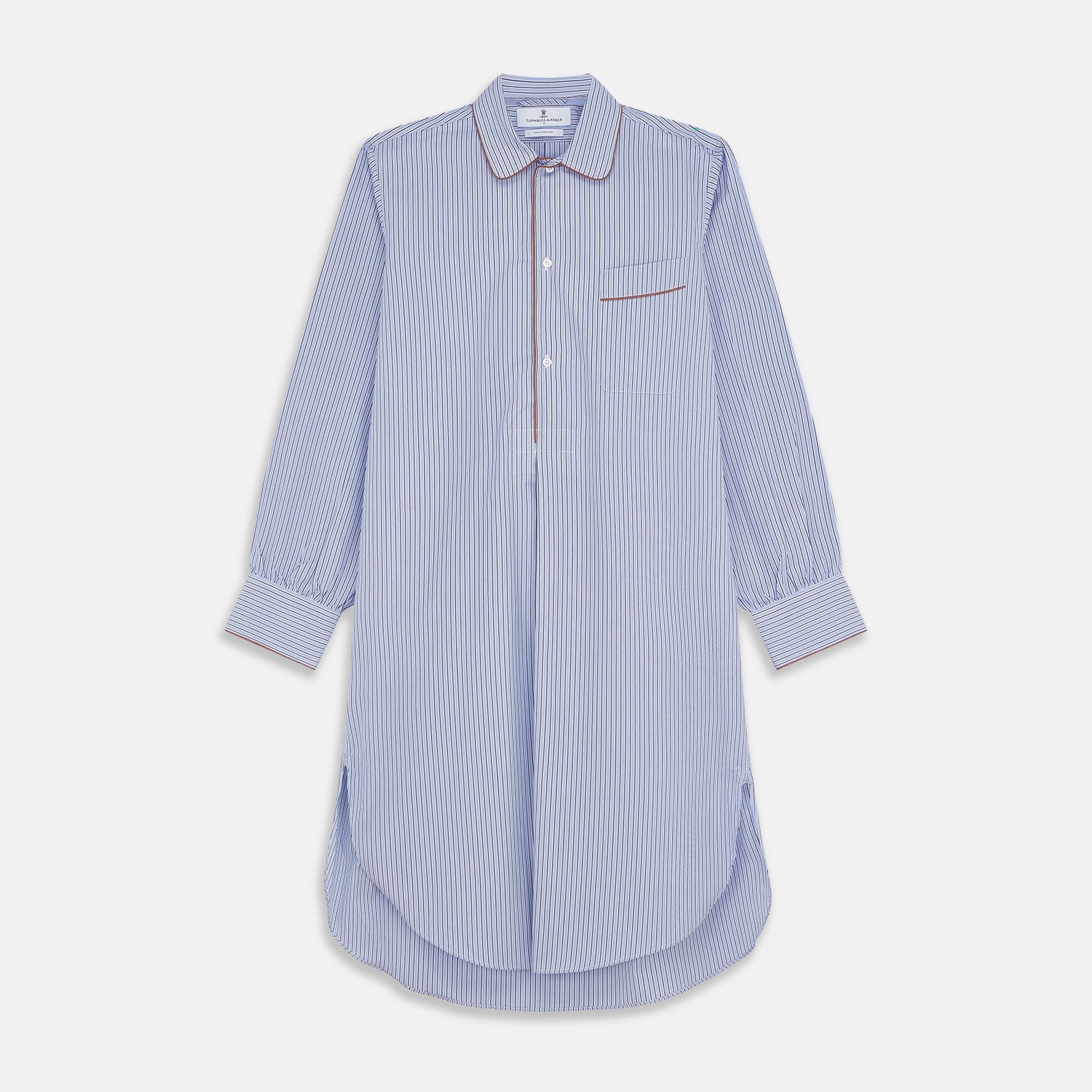 And Navy Halo Stripe Cotton Sussex Nightshirt