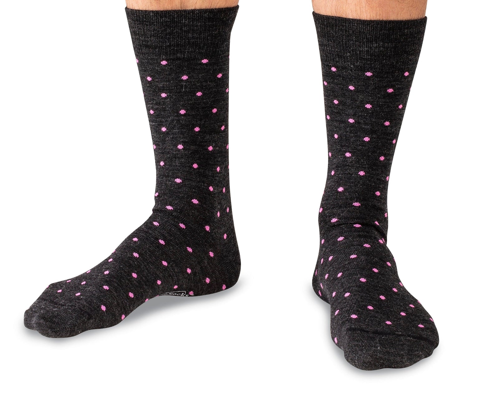 Mid Calf Merino Wool Sock W Pink Dots