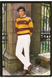 Made In Scotland Purple Yellow Stripe Shaggy Dog Icon Sweater Classic Fit