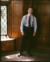 Made In England Red White Striped Barathea Braces