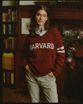 Harvard Wool Varsity V Neck Sweater
