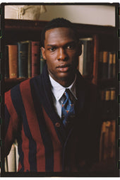 Burgundy Striped Varsity Style Cotton Cardigan Trim Fit
