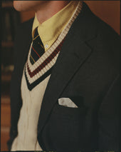 Navy Burgundy Cotton Cricket Sweater