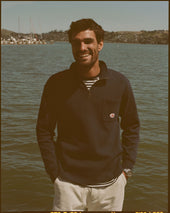 Armor Lux Quarter Zip Organic Cotton Sweatshirt