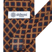 Floral Printed Wool Challis Tie Beige Hand Rolled