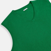 Grass Green Cashmere V Neck Vest