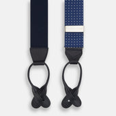 White Small Spot Adjustable Silk And Leather Braces