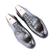 Ghillie With Plain Apron In Green Crust Calf Leather