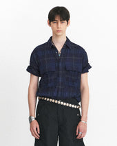 Army Field Half Shirts Multi Blue Check