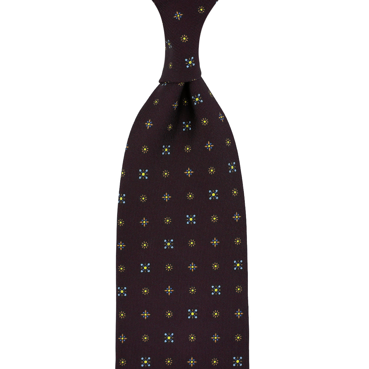 Floral Printed Silk Tie Eggplant Hand Rolled