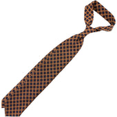 Floral Printed Wool Challis Tie Beige Hand Rolled