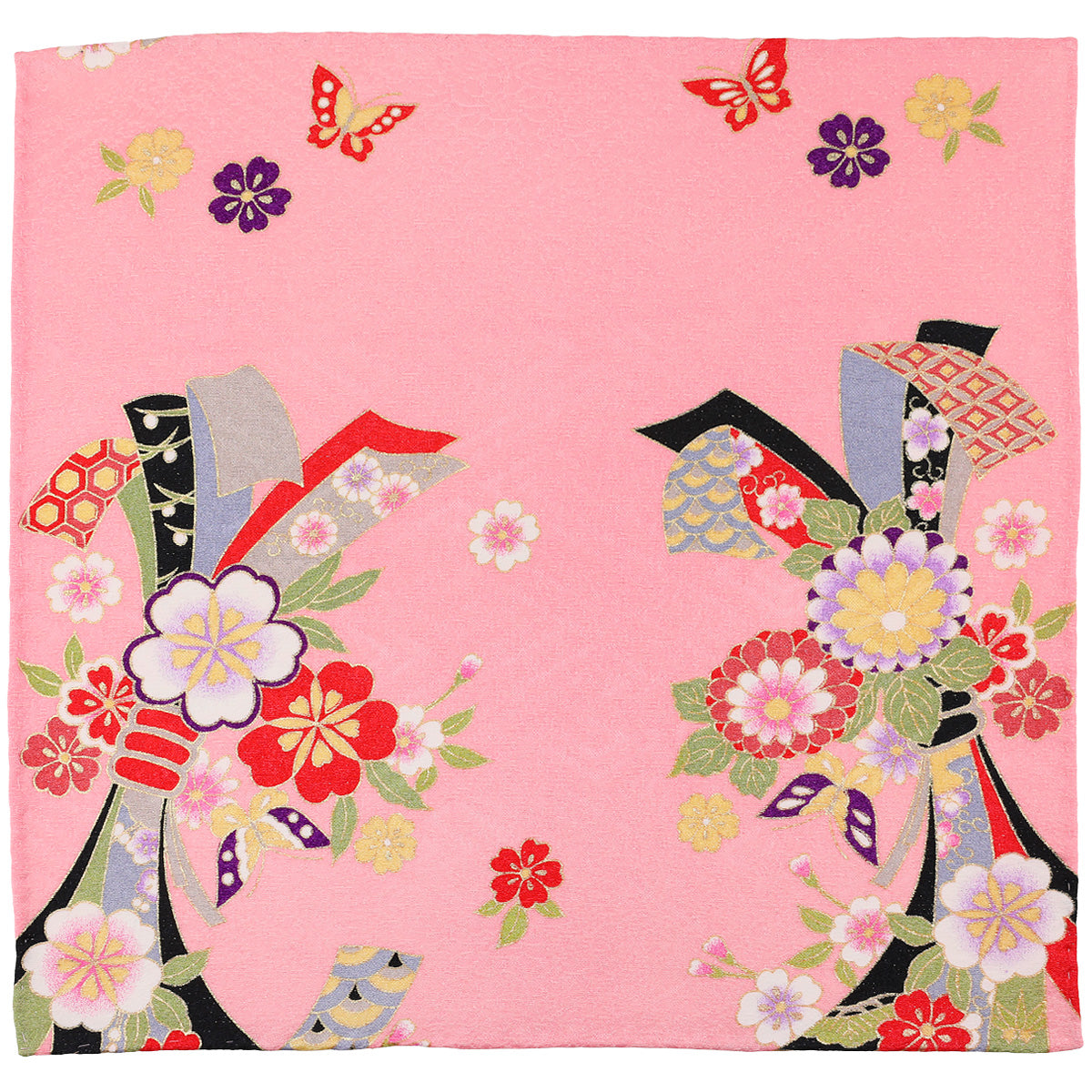 Vintage Kimono Silk Pocket Square Pink