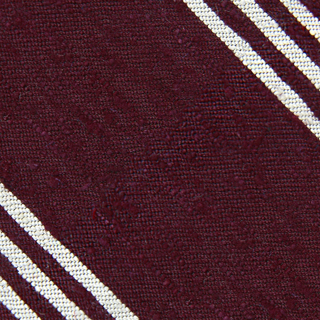 Triple Stripe Shantung Bespoke Tie - Burgundy