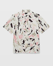 Short Sleeve Camp Collar Block Print Shirt