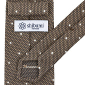 Dotted Wool Silk Grenadine Tie Beige Hand Rolled