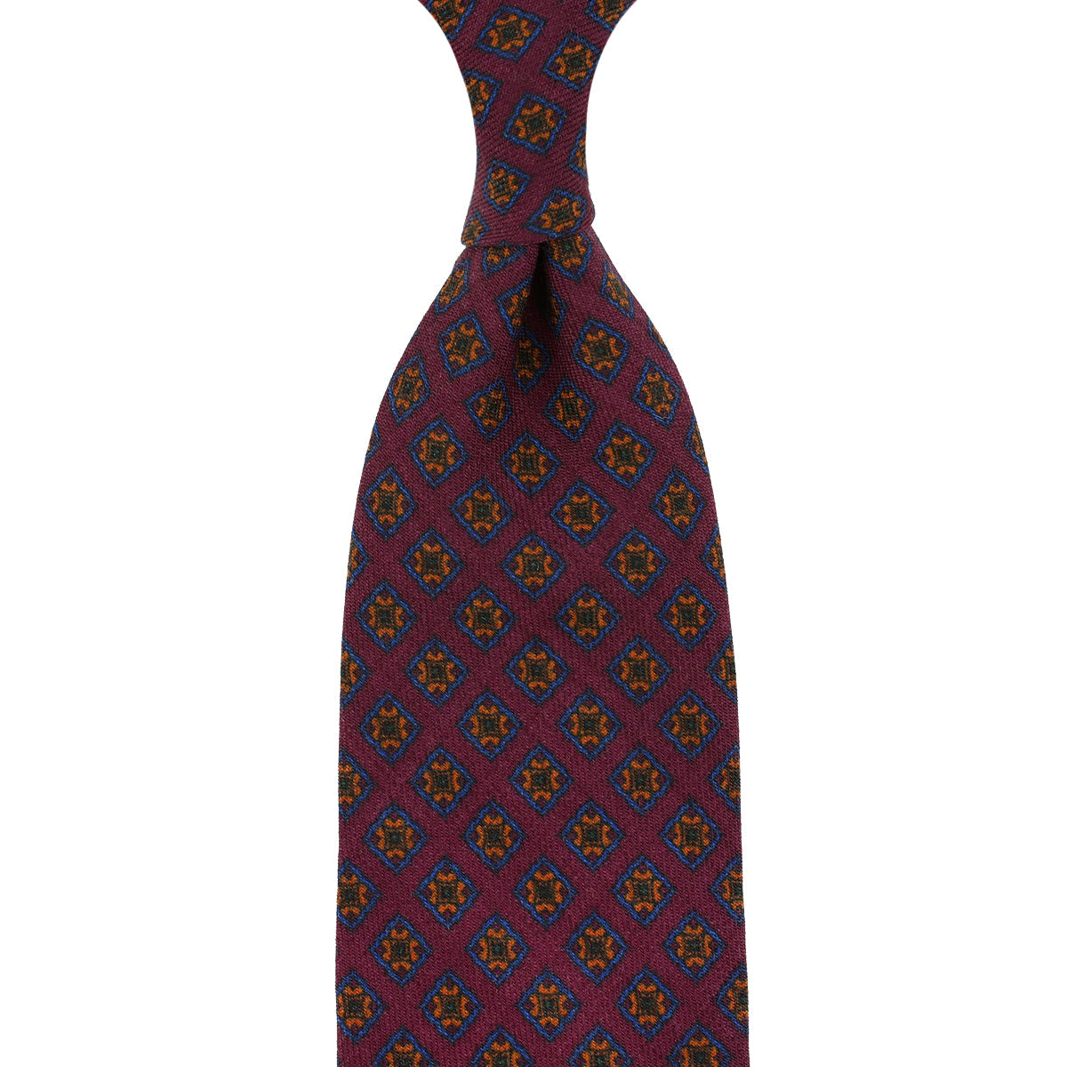 Floral Printed Wool Challis Tie Hand Rolled