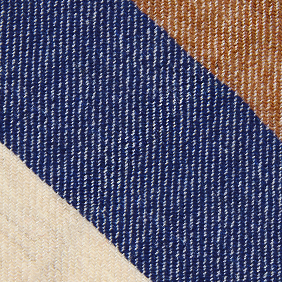Triple Stripe Pure Cashmere Bespoke Tie Navy Beige
