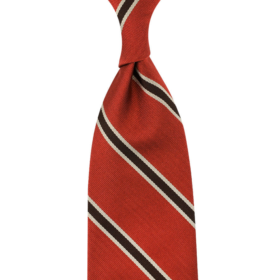 Repp Stripe Silk Tie Hand Rolled