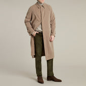 Long Microfibre Raincoat In Dark Natural