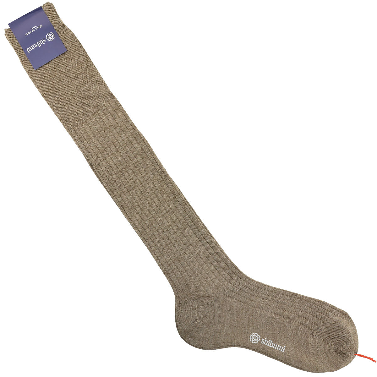Knee Socks Ribbed Beige Wool