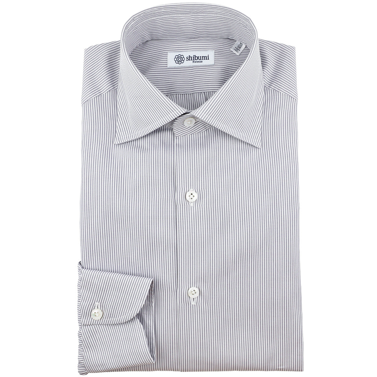 Poplin Semi Spread Shirt Light Grey Hairline Stripe