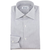 Poplin Semi Spread Shirt - White / Light Grey - Hairline Stripe