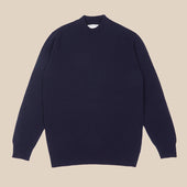 Superfine lambswool mock neck in navy