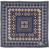 8 Bit Motif Silk Pocket Square - Grey / Brown - 40x40cm