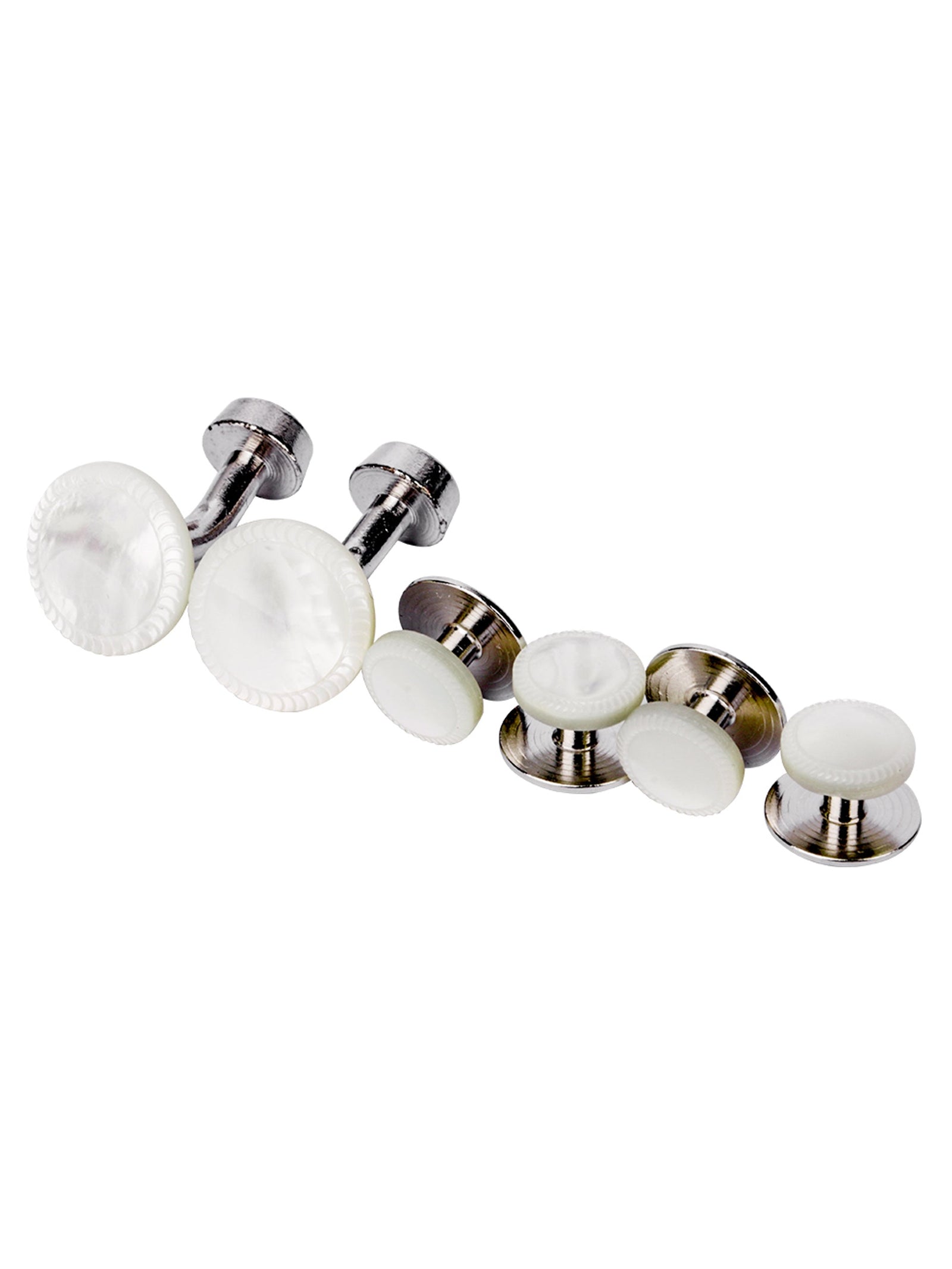 White Mother Of Pearl Cufflink And Stud Set
