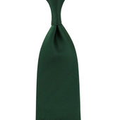 Plain Japanese Jacquard Silk Tie - Forest - Hand-Rolled