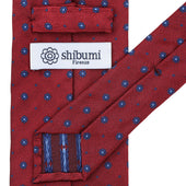 Floral Jacquard Silk Tie Cherry Hand Rolled