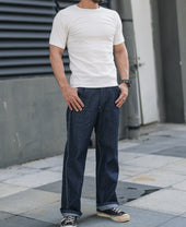 1950s Ribbed Cotton-Spandex Blend T-Shirt - White