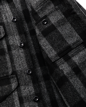 1940s Mackinaw Wool Cruiser Jacket - Charcoal / Black Heritage Plaid