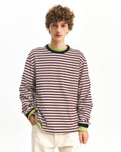 Stripe Pocket L S T Shirts Red