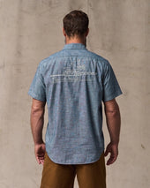 Short Sleeve Embroidered Chambray Shirt Rinsed