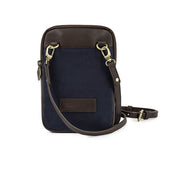 Estuche Sling Bag Leather And Navy Canvas