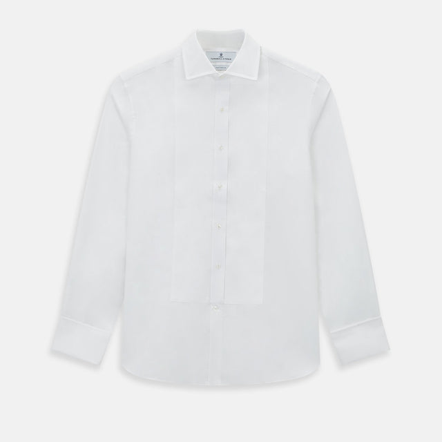 Tailored Fit White Marcella Front Shirt with Kent Collar and Double Cuffs