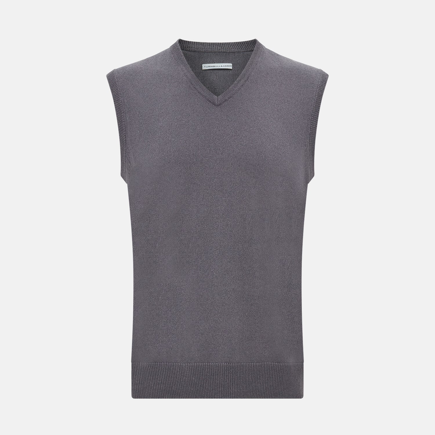 Grey V Neck Cashmere Vest